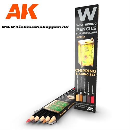 Weathering blyant sæt CHIPPING & AGING SET - AK10042 AK-Interactive.